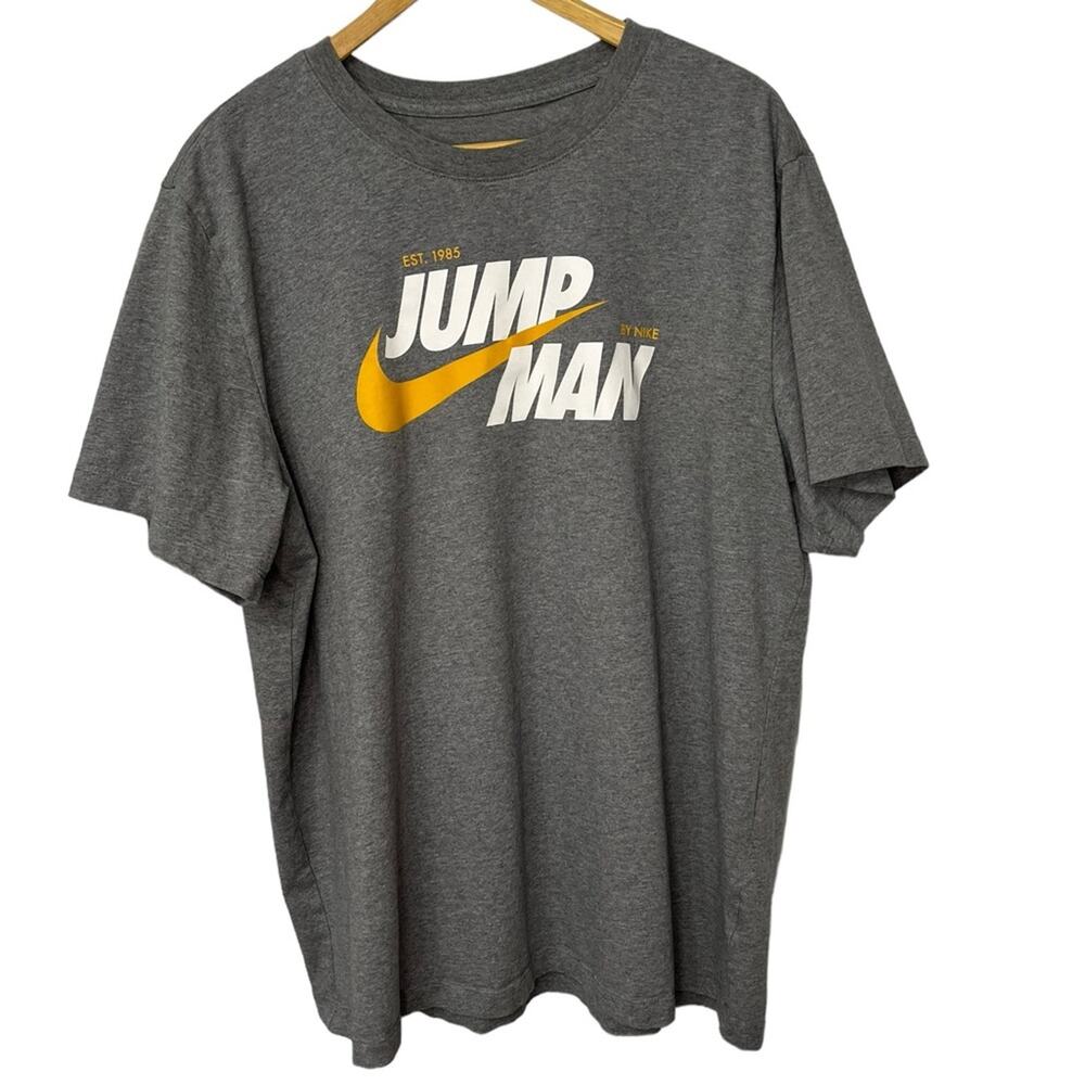 AIR JORDAN NIKE "Jump Man" Gray Crew Neck Short Sleeve T Shirt Men's Size XLarge